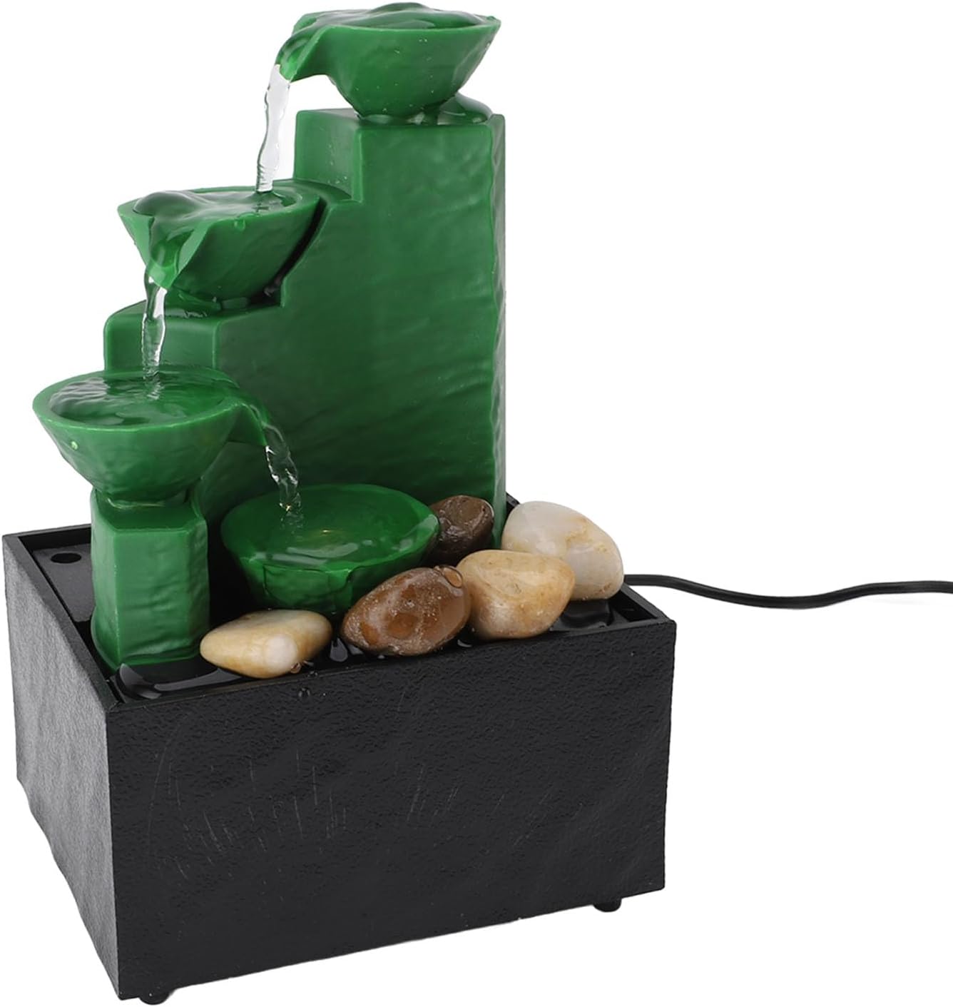 Emerald Green Tabletop Fountain with LED Light