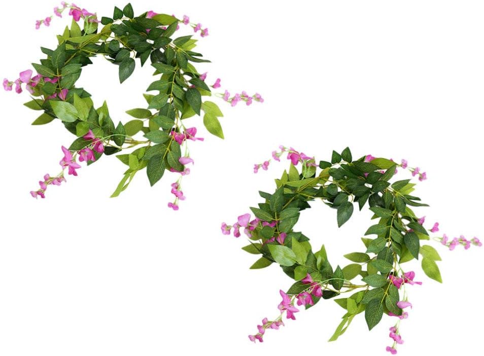2pcs Artificial Wisteria Flower Wreath Front Door Decor