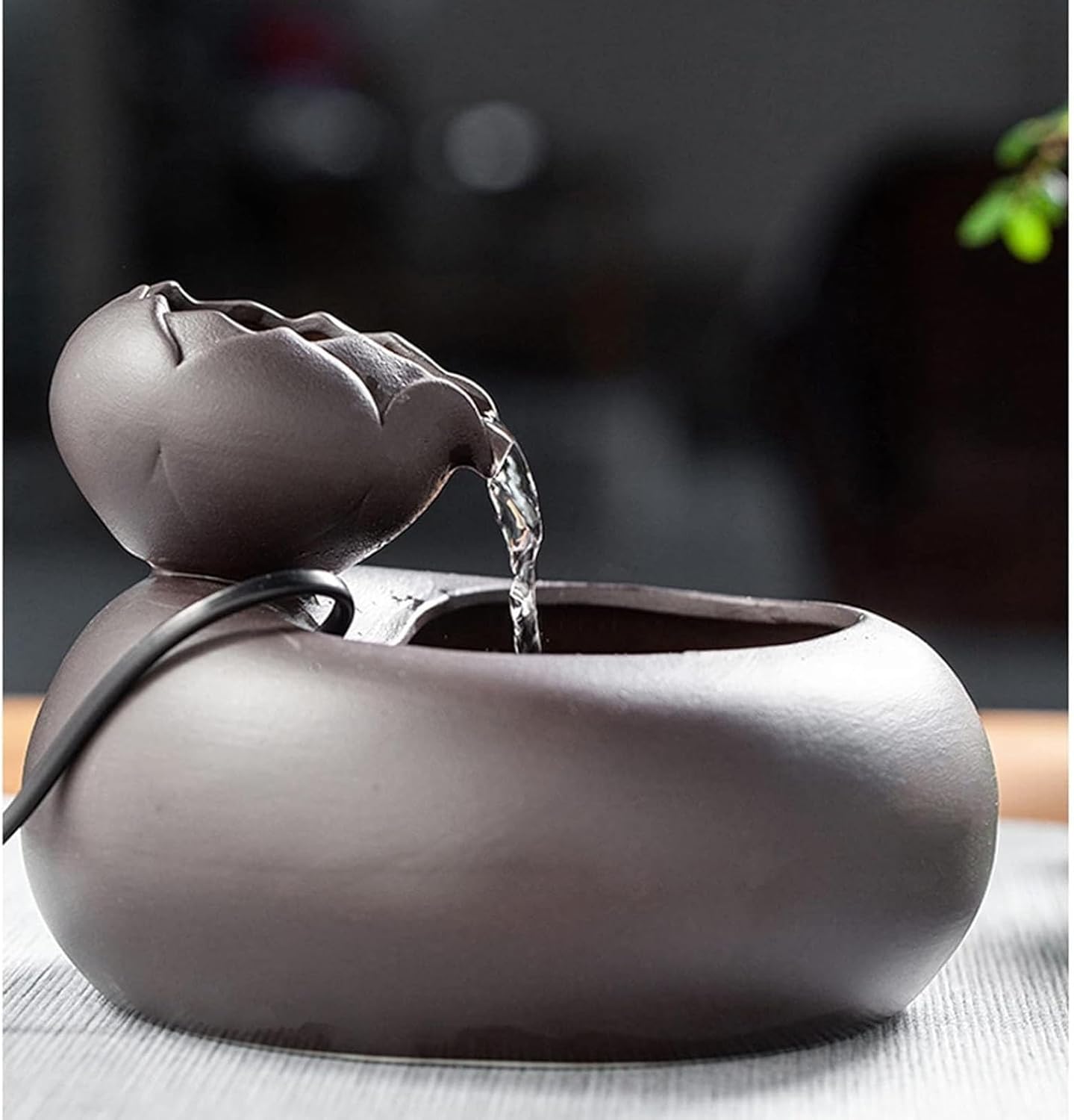 Ceramic Tabletop Fountain with Water Pump for Home and Office