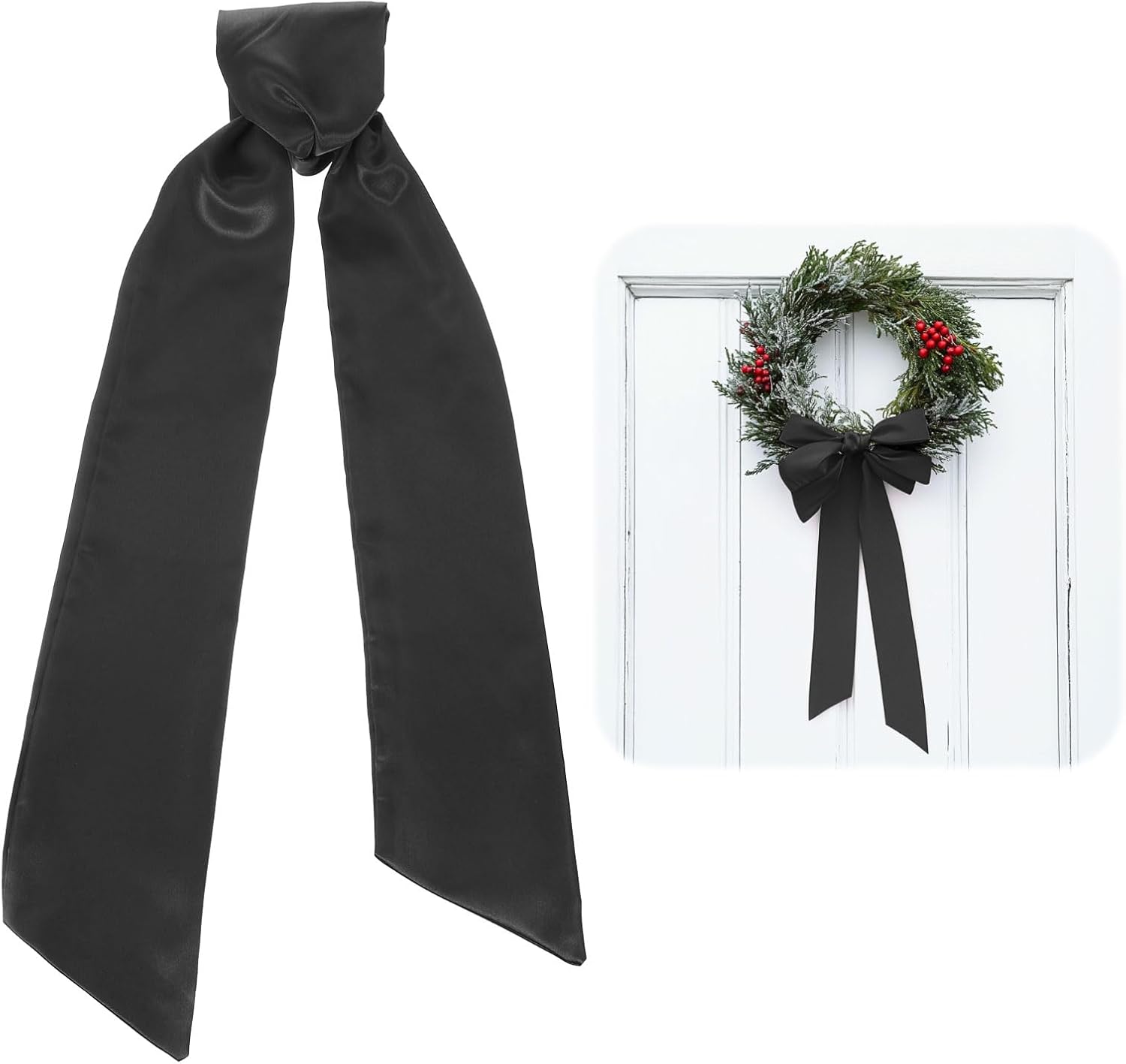 Uxcell 2 Pcs Black Wreath Sash for Front Door