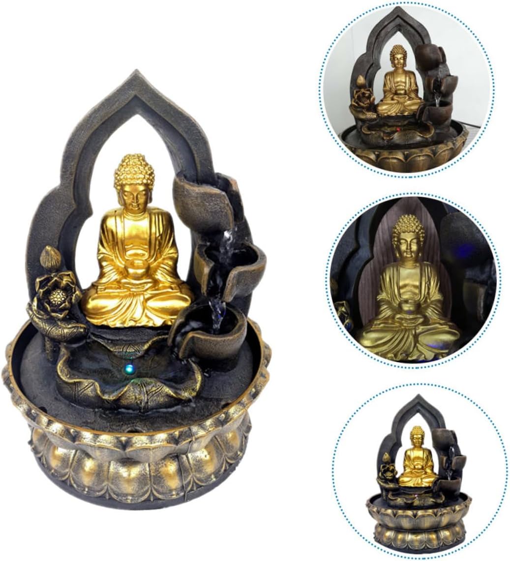 Buddha Statue Resin Tabletop Fountain with LED Light