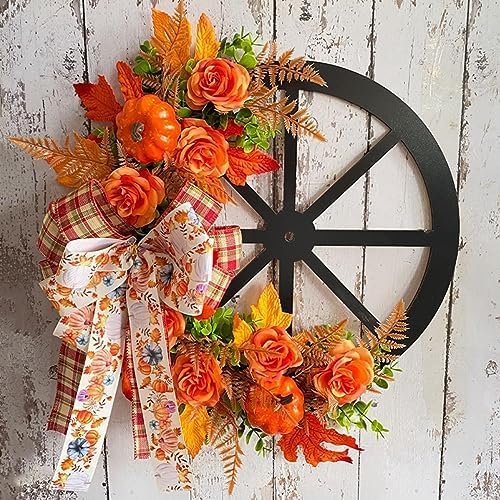 Fall Door Wreath 20 Inch Artificial Pumpkin Maple Leaf Decor