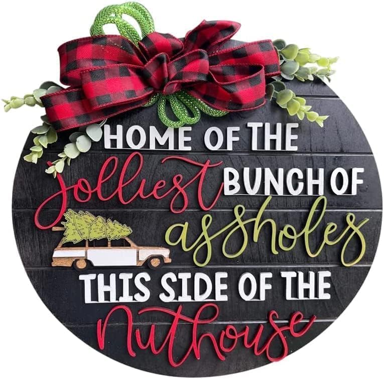 DiveDream Christmas Wooden Wreath Door Sign Decor