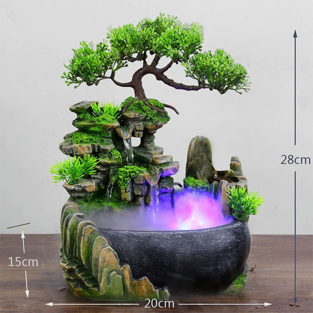 LYNICESHOP Atomizing Rockery Water Tabletop Fountain with LED Lights and Atomizer