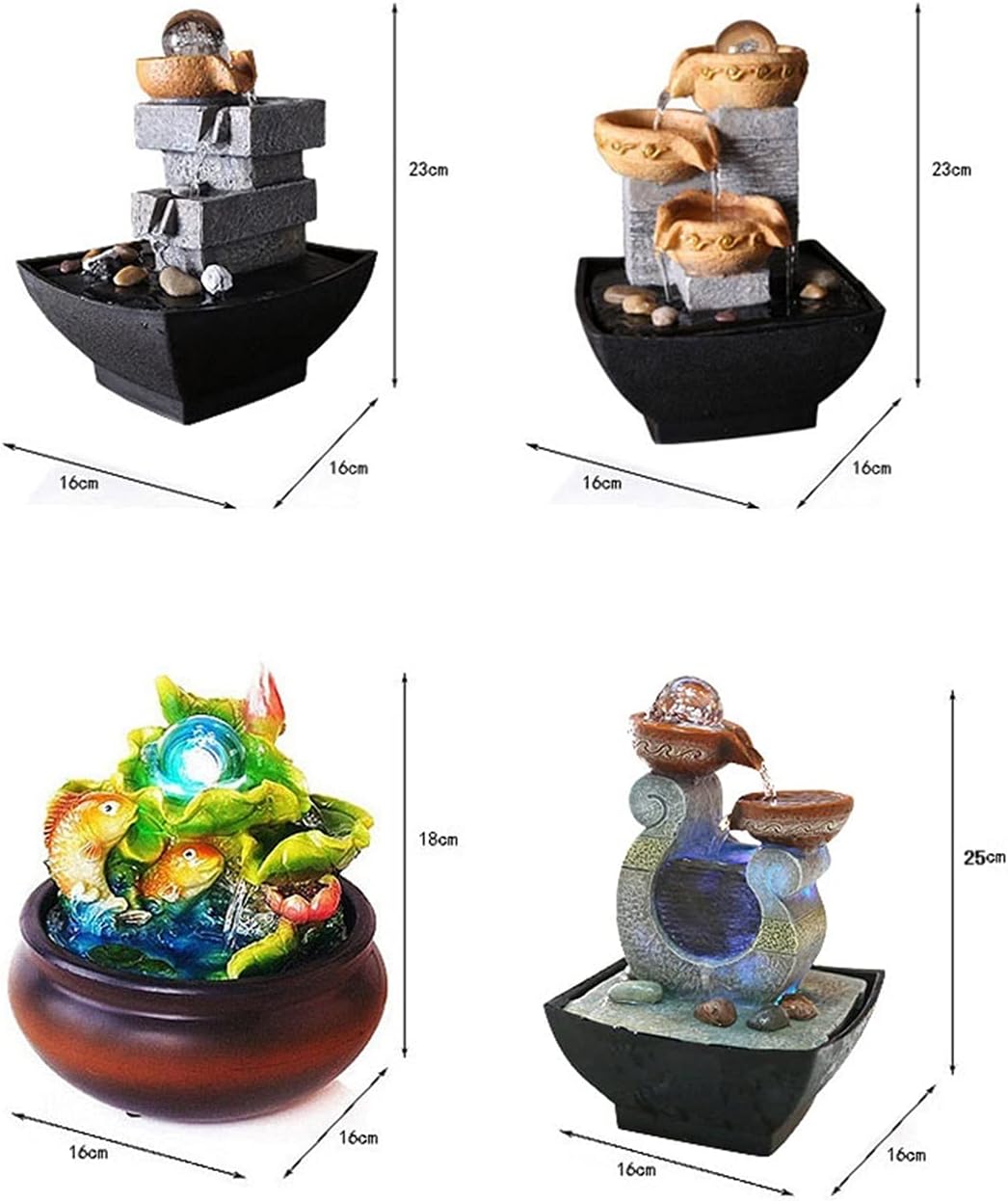 SUNESA Tabletop Fountain with LED Light Indoor Decor