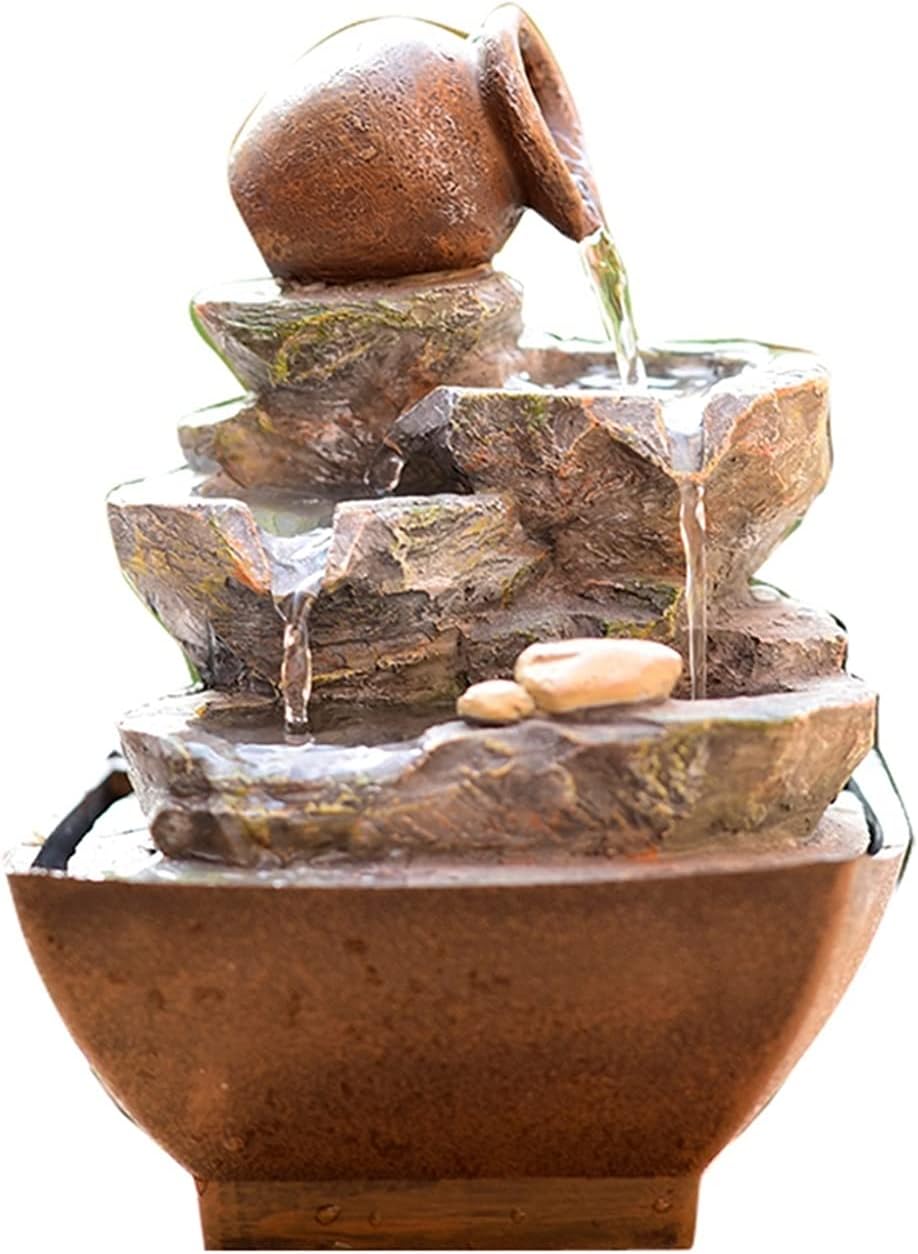 GLigeT Tabletop Fountain Rockery Waterfall Decor