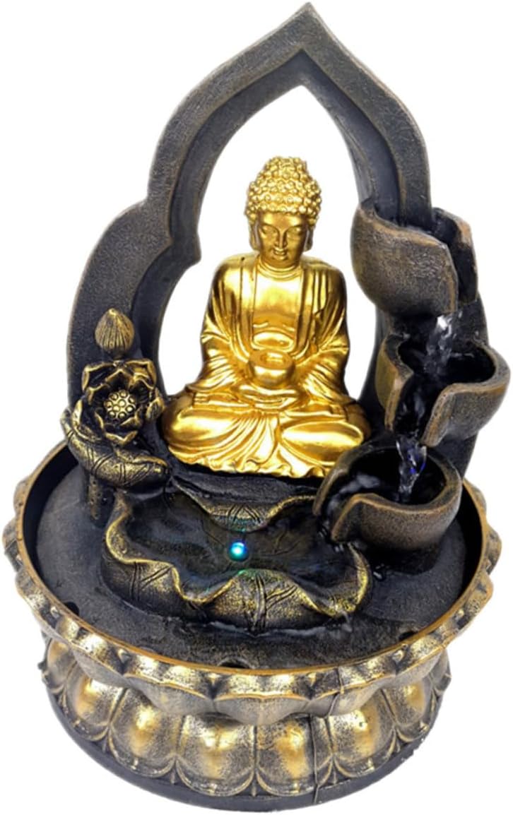 Buddha Statue Resin Tabletop Fountain with LED Light