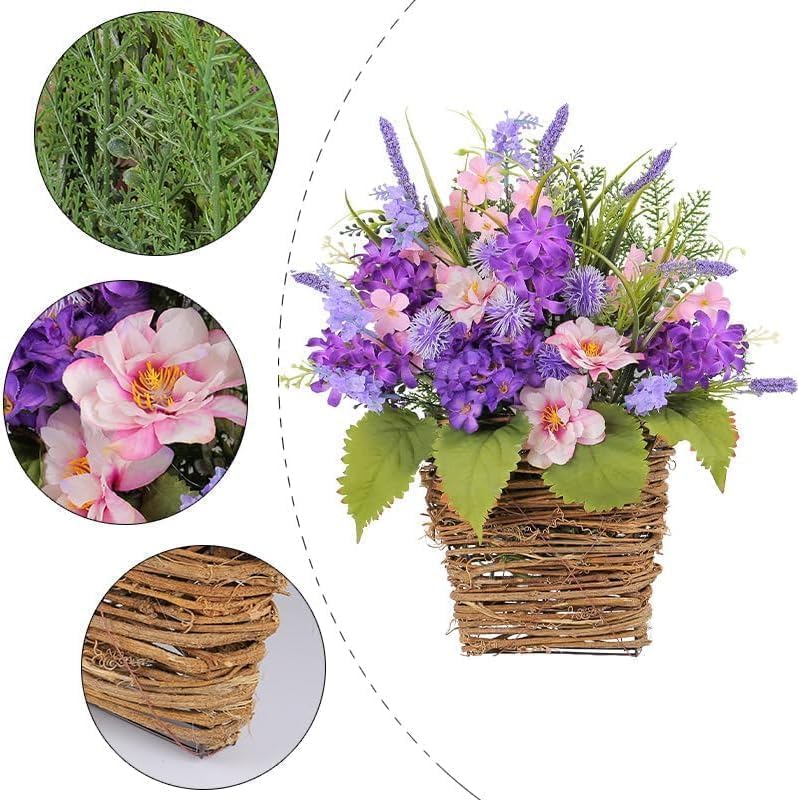 Manutox Cream Hydrangea Door Wreath Basket Decor