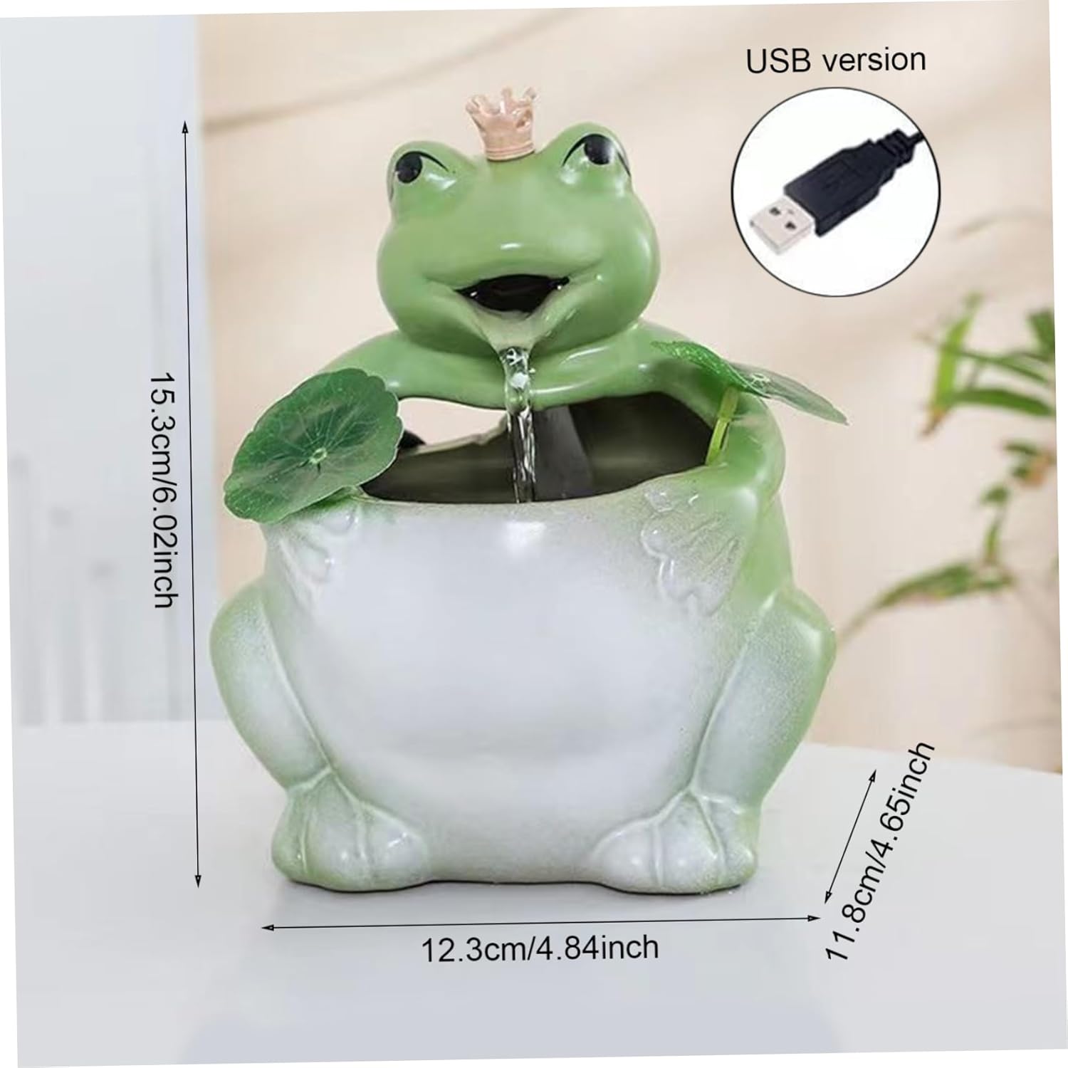 Cute Frog Tabletop Waterfall Fountain with USB Pump