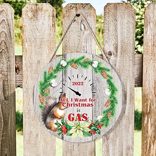 Farmhouse Door Hanger Funny Christmas Wreath Sign 10x10in Wood Decor