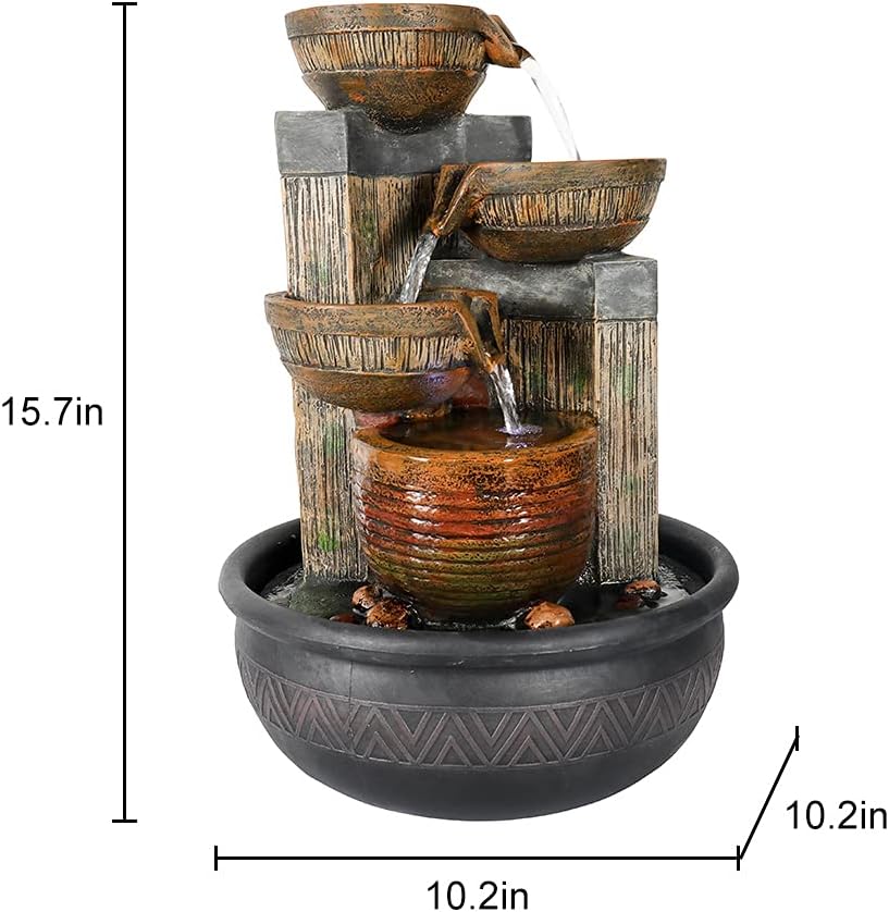Relaxation Tabletop Fountain with LED Lights - Brown 157 Inch