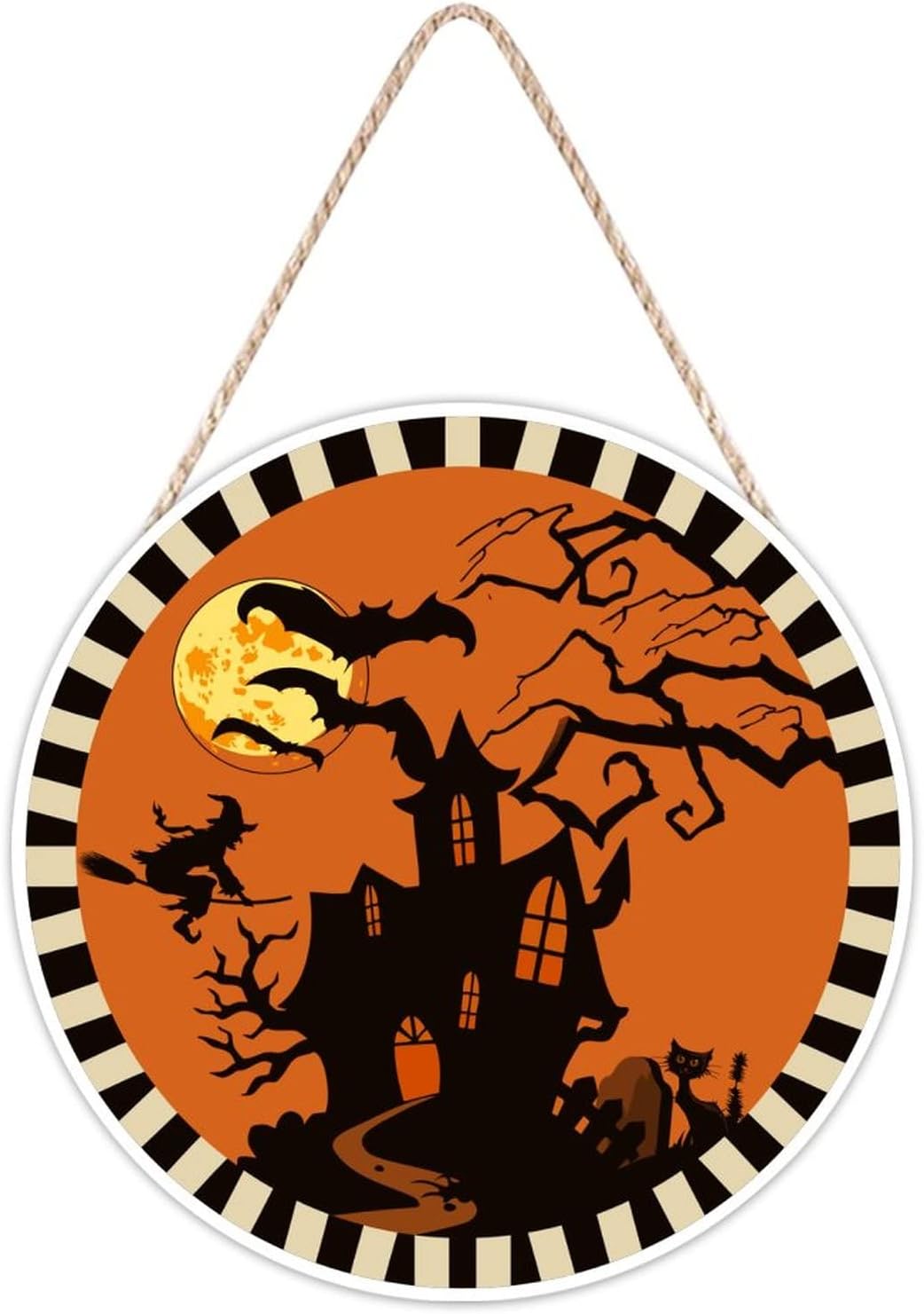 Happy Halloween Wood Sign Door Hanger 10x10in
