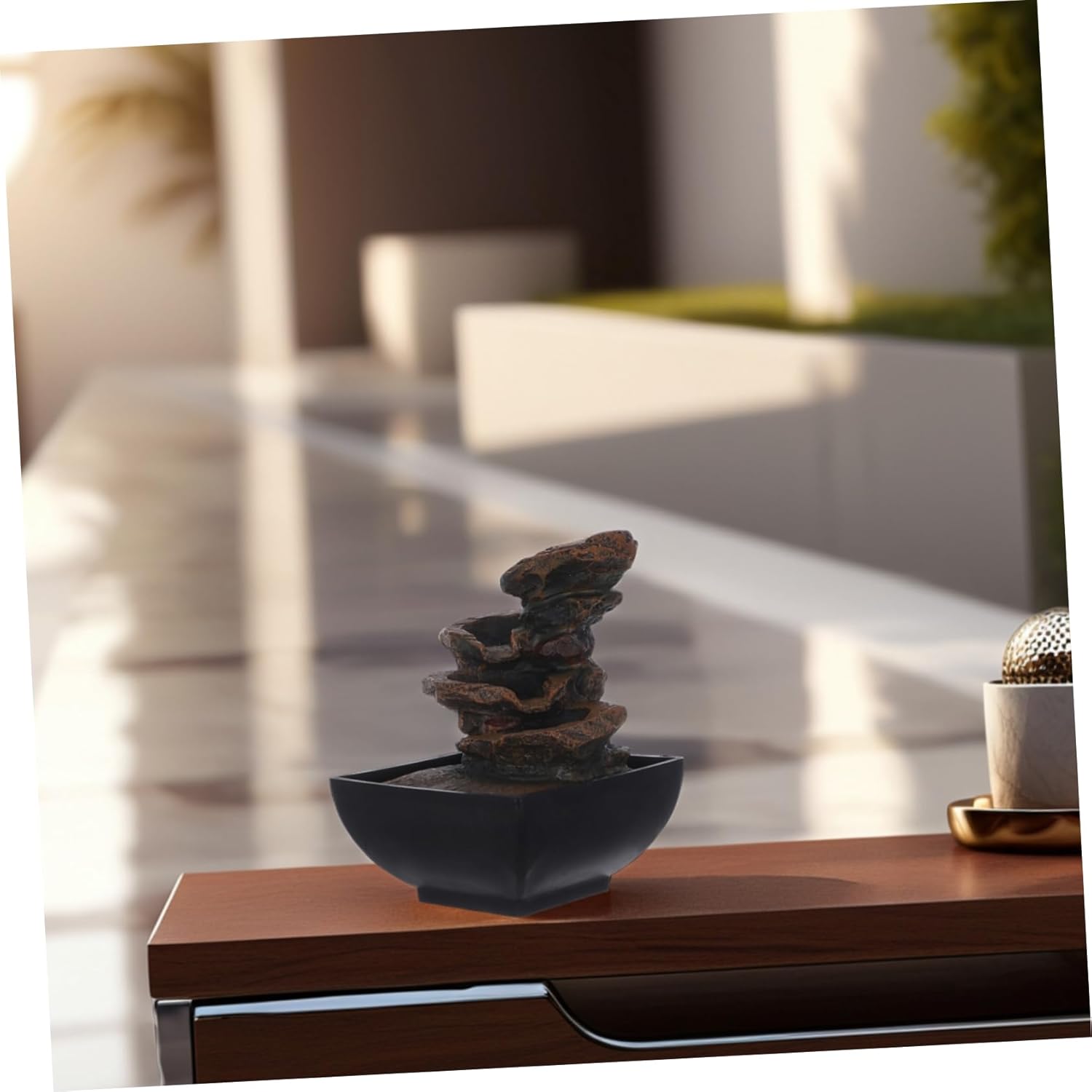 110v Decorative Tabletop Fountain for Office and Home Relaxation