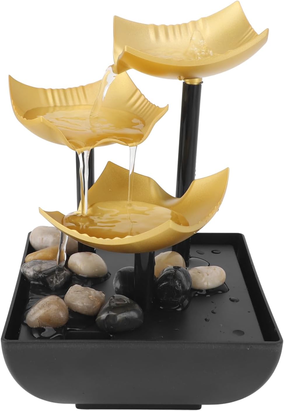 3 Tier Desktop Fountain with LED Light and Stones