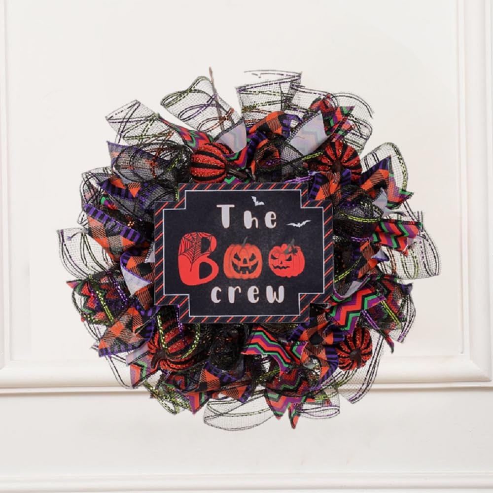Halloween Wreath Door Decor Witch Hat
