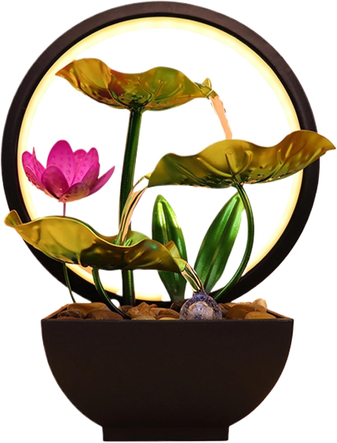 Indoor Waterfall Fountain with Light and Lotus Design