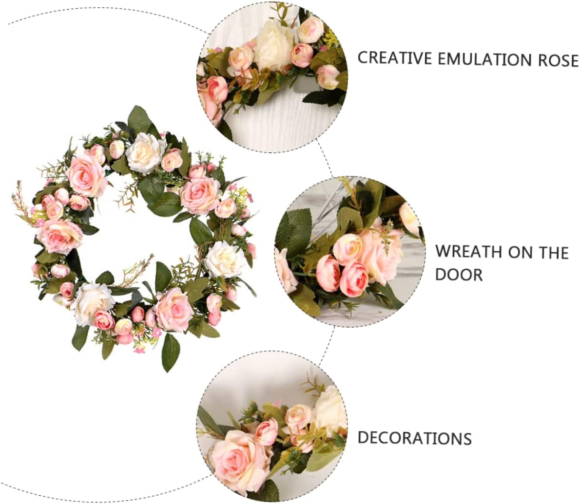 PRETYZOOM Artificial Rose Wreath Door Decor