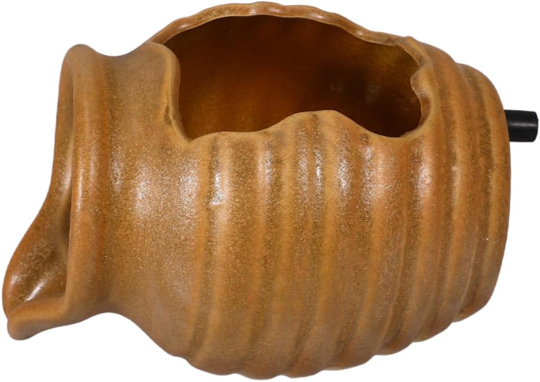 Classic Yellow Tabletop Fountain Ceramic Water Jar Indoor Zen Decor