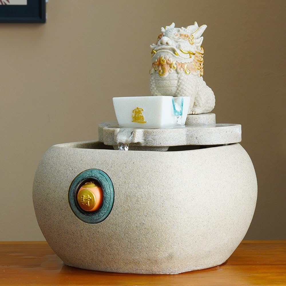 Tabletop Fountain with Lucky Beast Prosperity Design