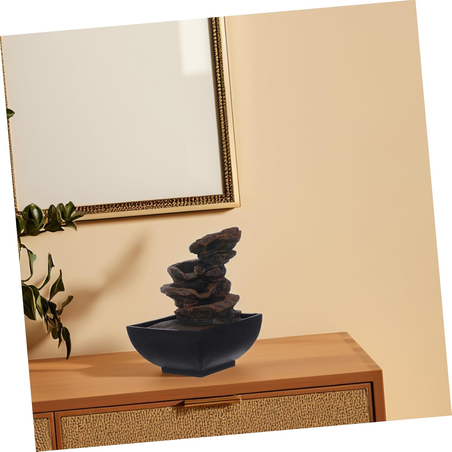 110v Indoor Desktop Water Fountain with LED Light and Natural Waterfall Sounds