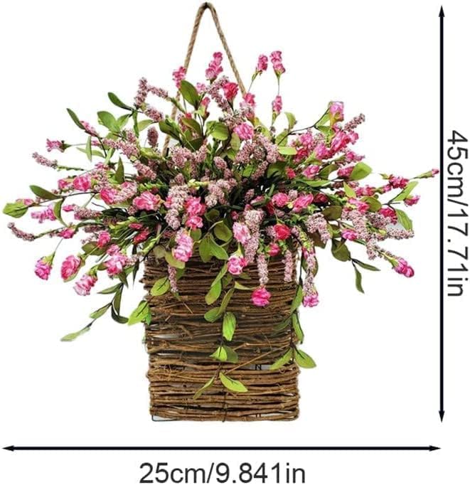 Cream Hydrangea Door Wreath Basket with Wildflowers