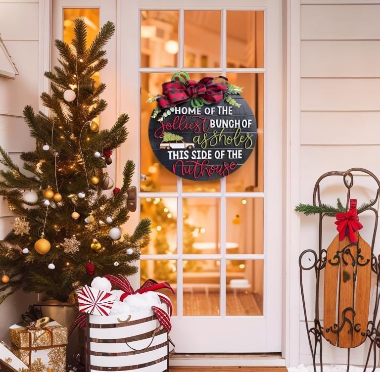 DiveDream Christmas Wooden Wreath Door Sign Decor