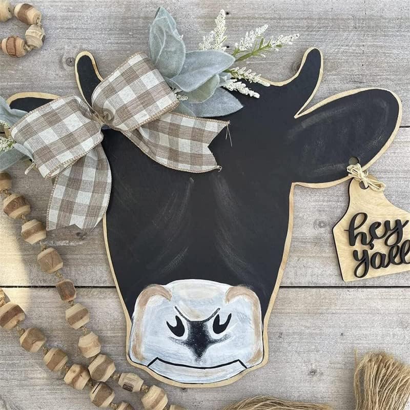 Cow Head Door Wreath Welcome Sign Farmhouse Decor