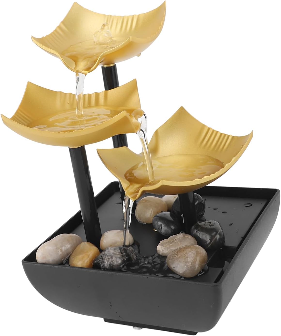 3 Tier Desktop Fountain with LED Light and Stones