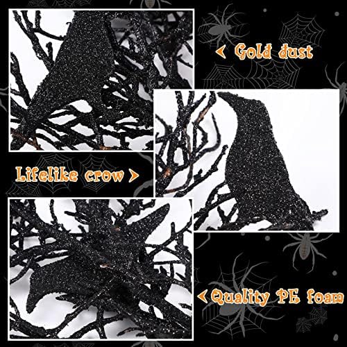 14 Inches Black Glitter Crow Halloween Wreath