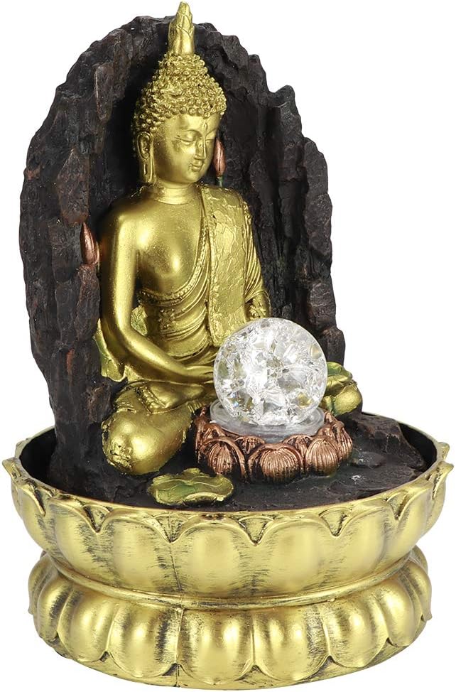 Mini Tabletop Fountain with LED Light and Water Sound