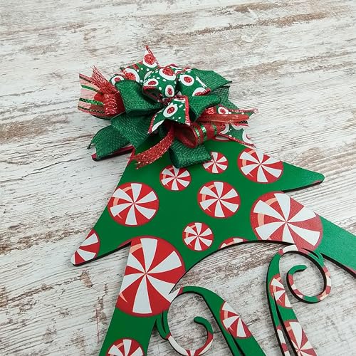 Christmas Tree Monogram Door Hanger with Bow