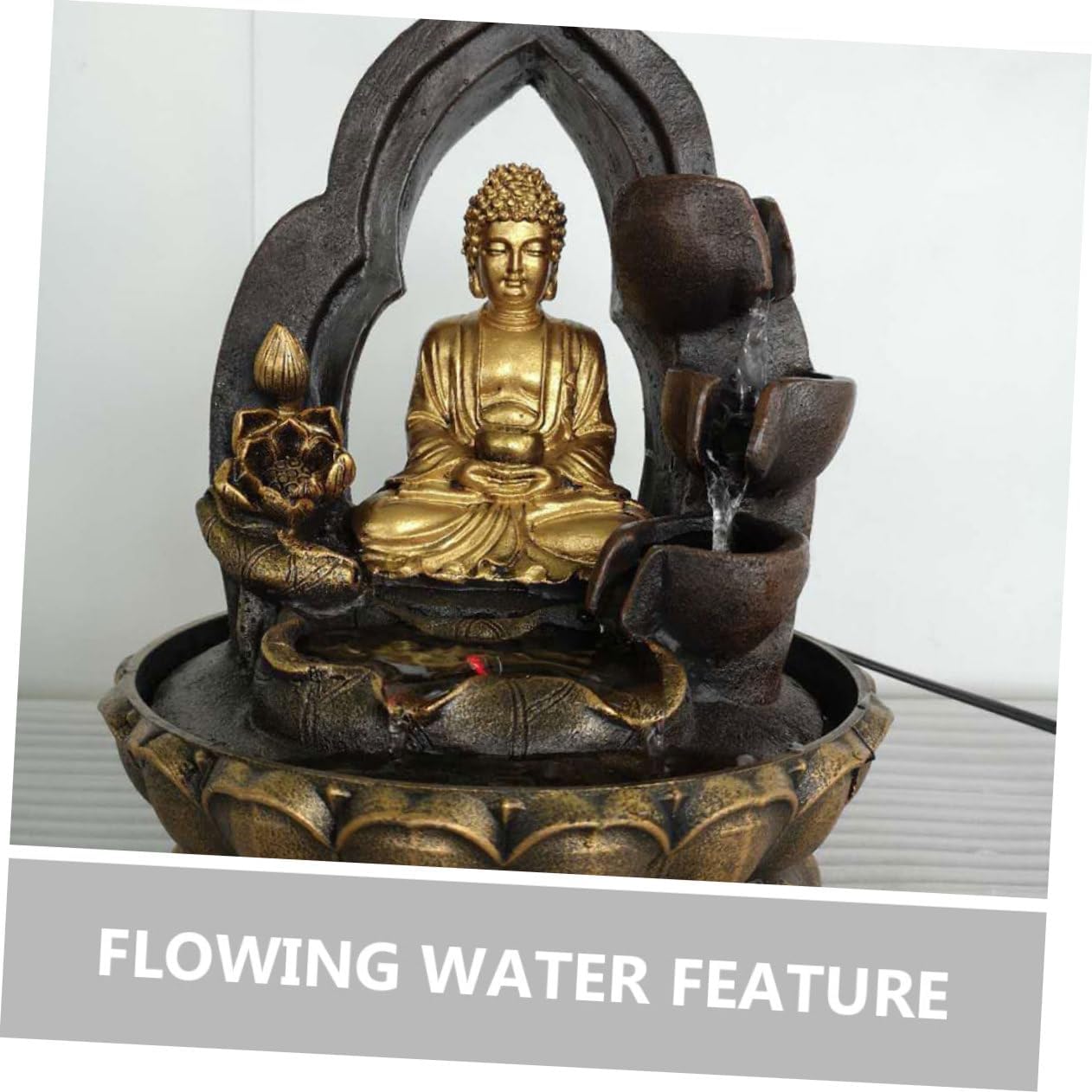 Buddha Statue Resin Tabletop Fountain with LED Light