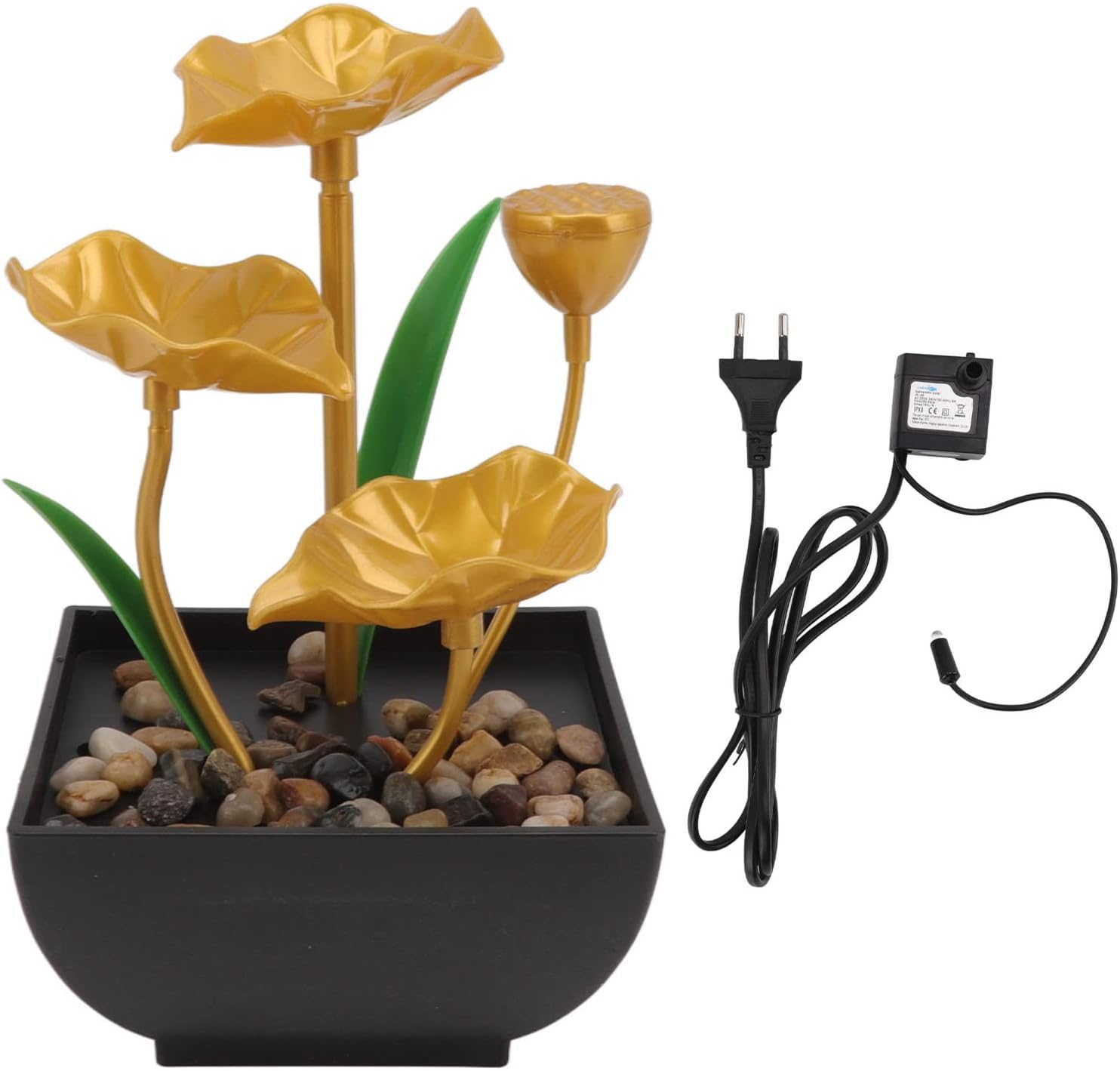 Gavigain LED Lights Tabletop Fountain with Triple Flows Design