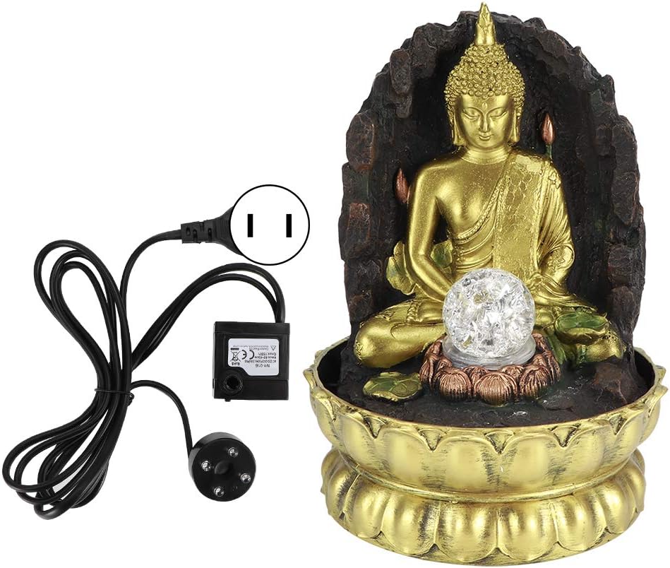 Mini Tabletop Fountain with LED Light and Water Sound