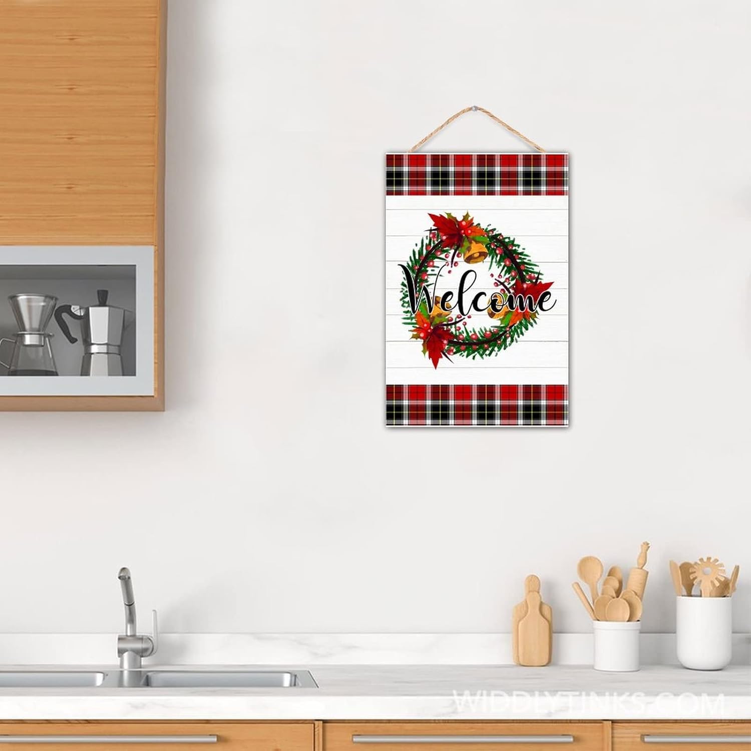 Winter Door Hanger Wreath Front Door Sign Farmhouse Porch Decor