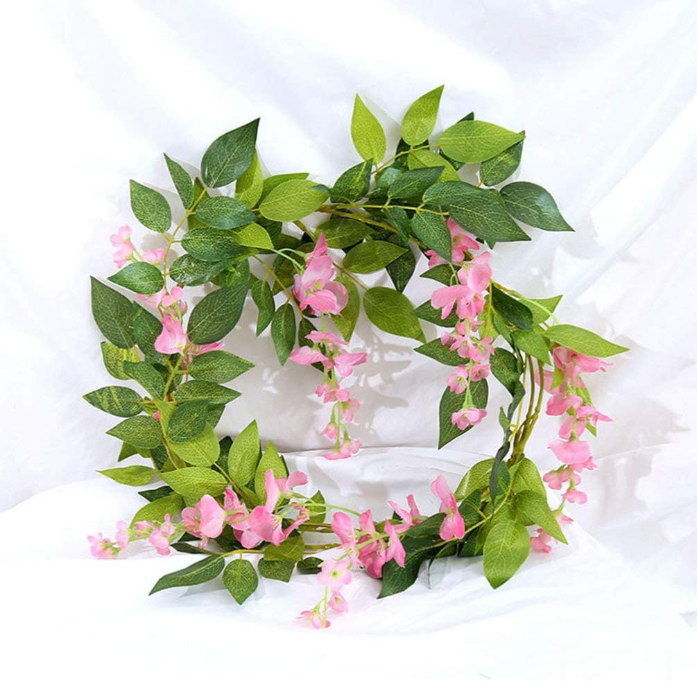 2pcs Artificial Wisteria Flower Wreath Front Door Decor