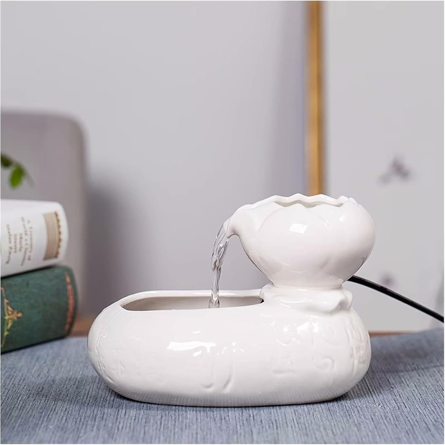 Indoor Ceramic Tabletop Fountain with Water Pump