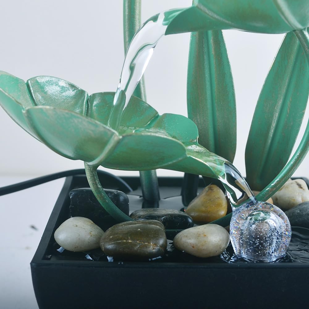 Tabletop Water Fountain with 3 Tiers and River Rocks