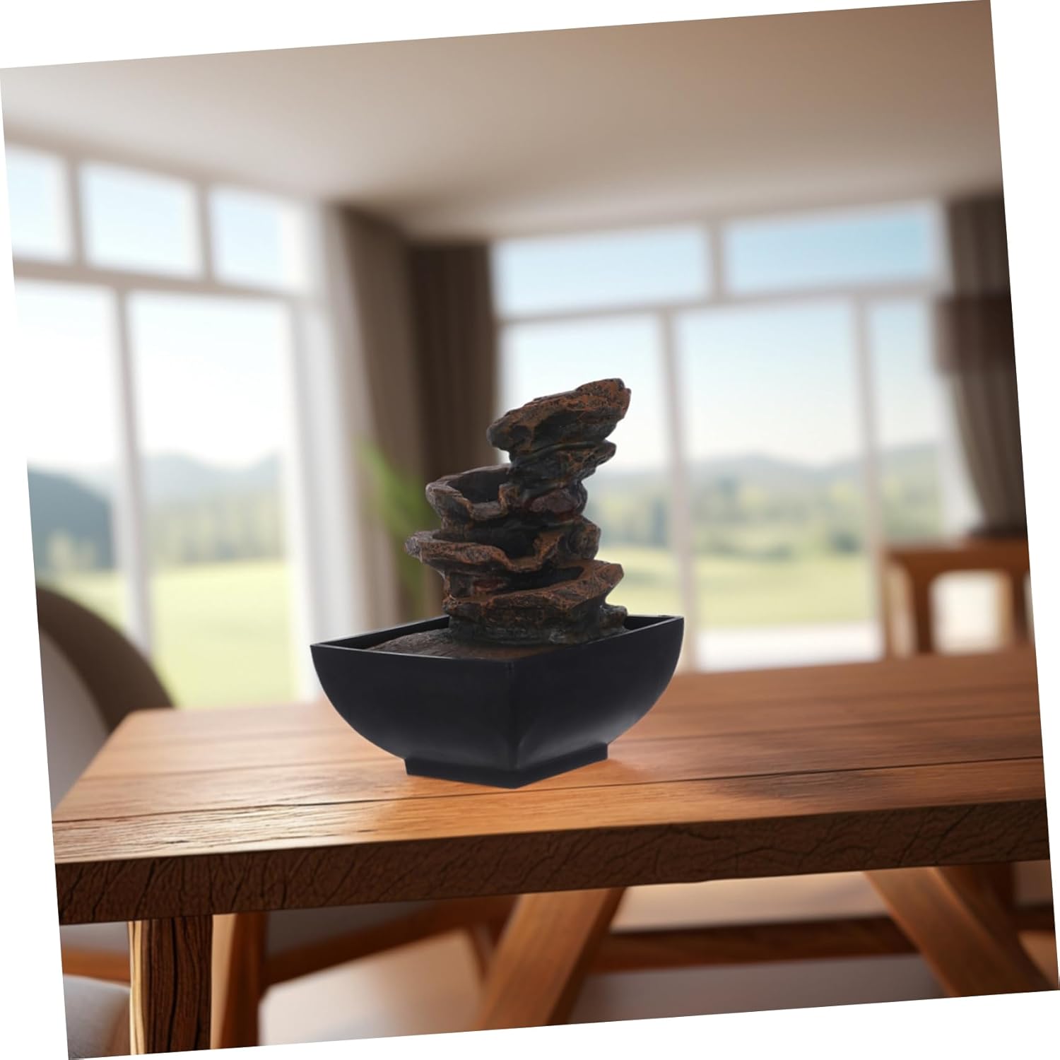 110v Tabletop Fountain with LED Light and Meditation Decor
