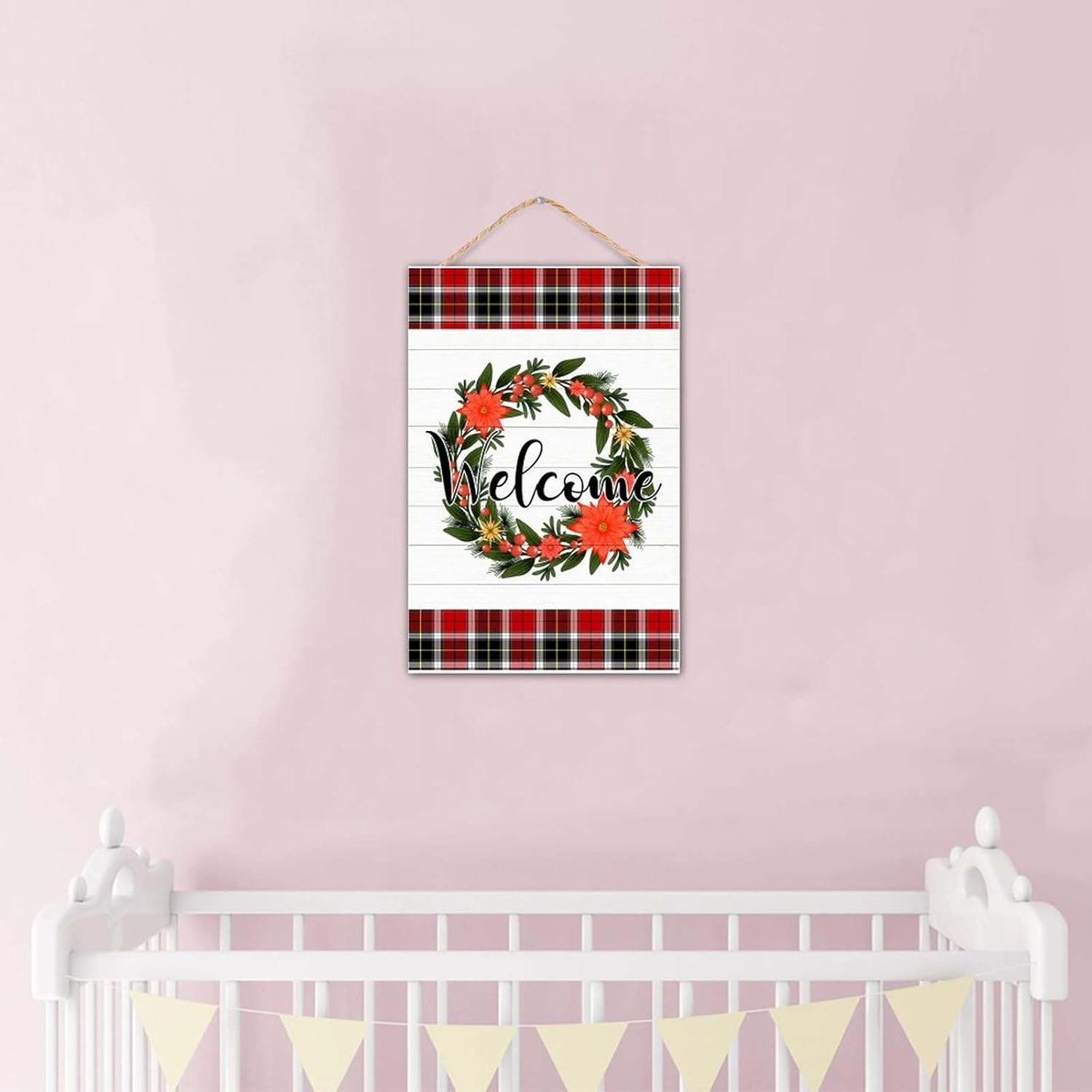 Welcome Winter Door Hanger Wreath Porch Sign
