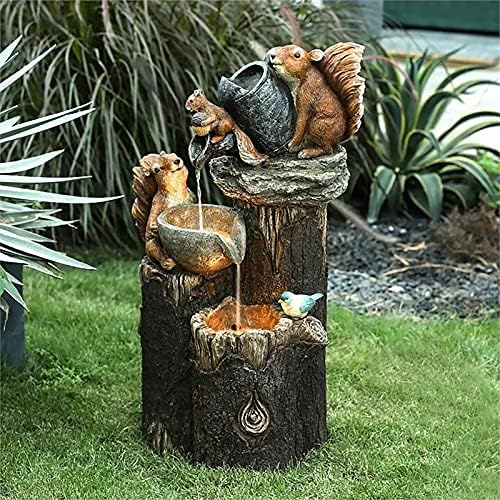 Retro Resin Tabletop Fountain with LED Lights