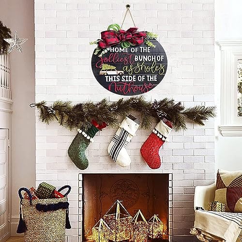 DiveDream Christmas Wooden Wreath Door Sign Decor