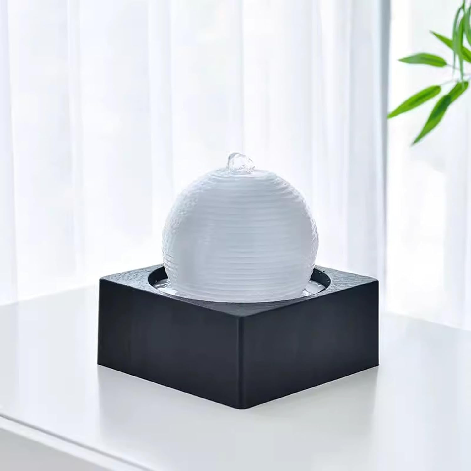 GRFIT White Tabletop Fountain for Home Decor