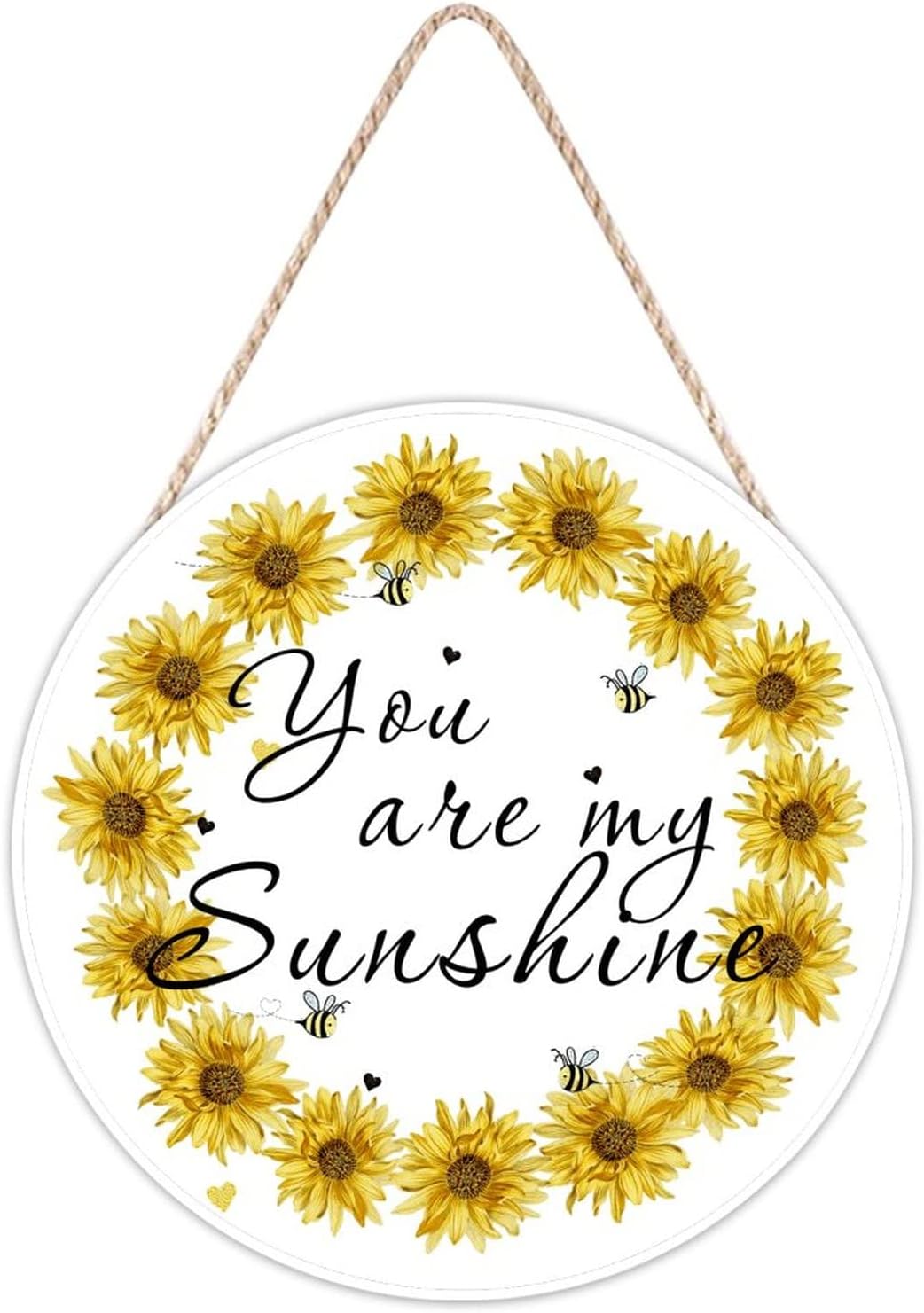 Farmhouse Door Hanger Sunflower Wreath Wood Sign for Home Decor