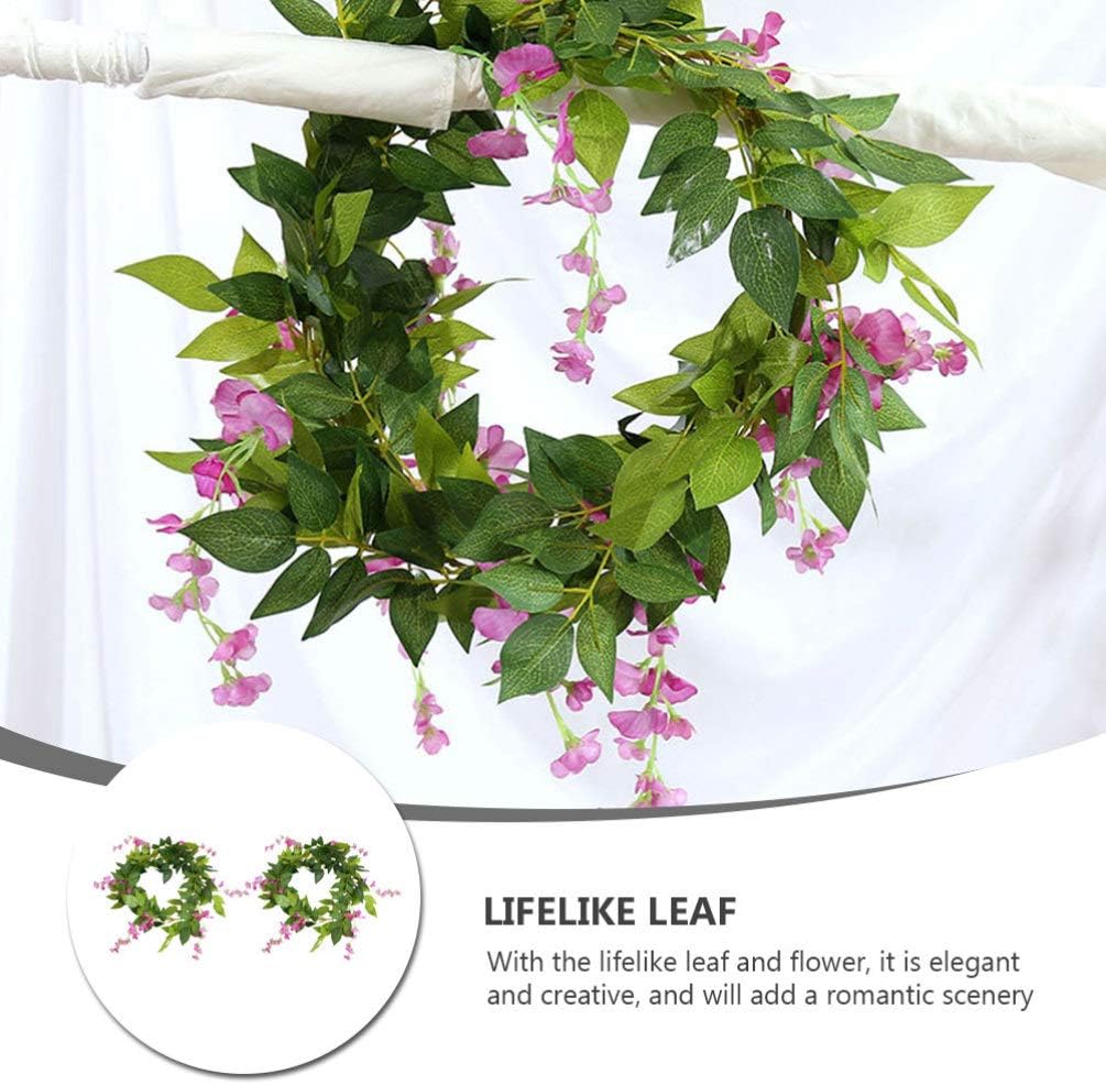 2pcs Artificial Wisteria Flower Wreath Front Door Decor