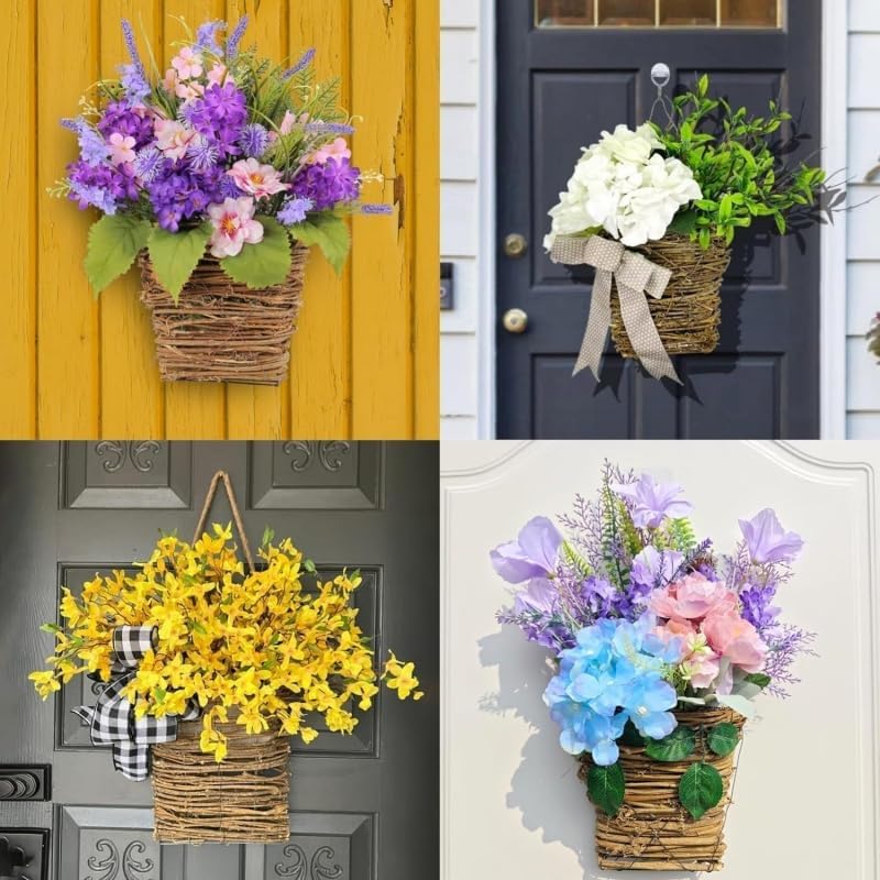 Cream Hydrangea Hanger Basket Wreath for Home Decor