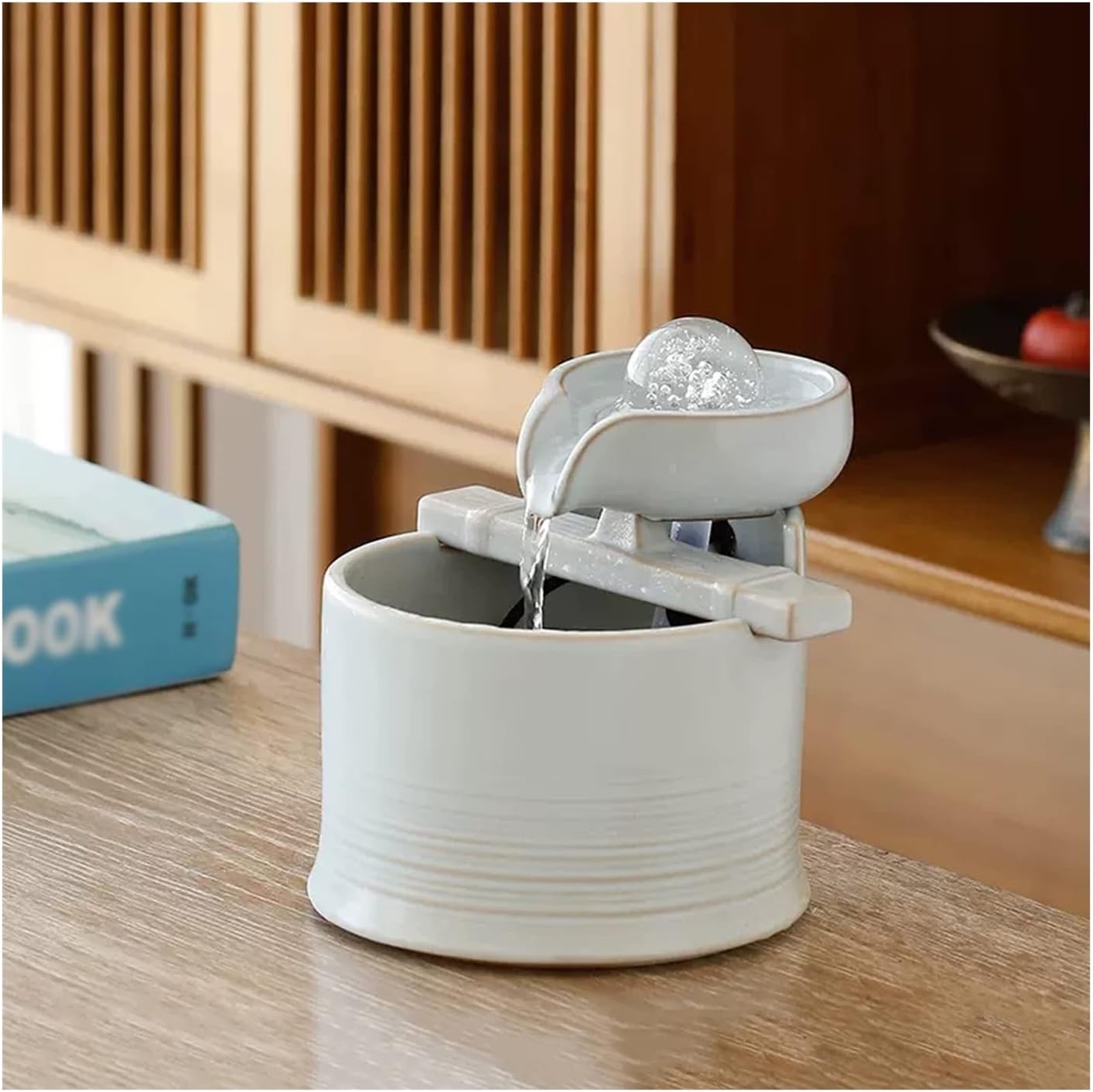 LICONG-2019 Desktop Fountain Mini Ceramic Indoor Fountain for Living Room Office Bedroom