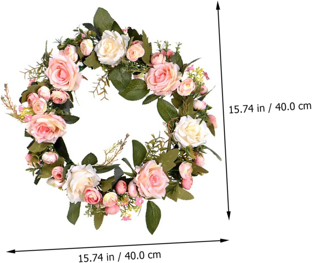 PRETYZOOM Artificial Rose Wreath Door Decor
