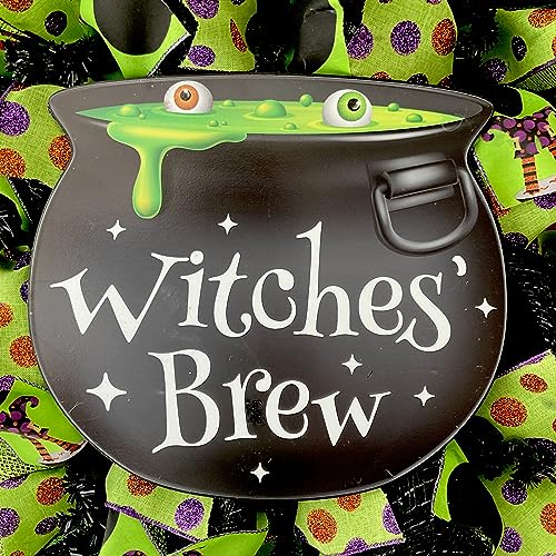 Witches Brew Cauldron Halloween Mesh Wreath