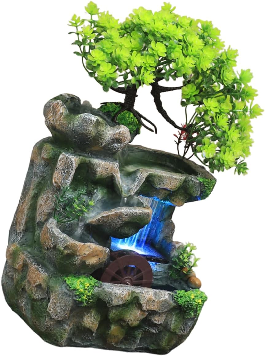 RORPOIR Decorative Tabletop Waterfall Fountain for Home and Office